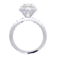 Cushion Halo and 8mm Round Diamond Center Engagement Ring Setting, 0.87CT Total Sides in 14k White Gold