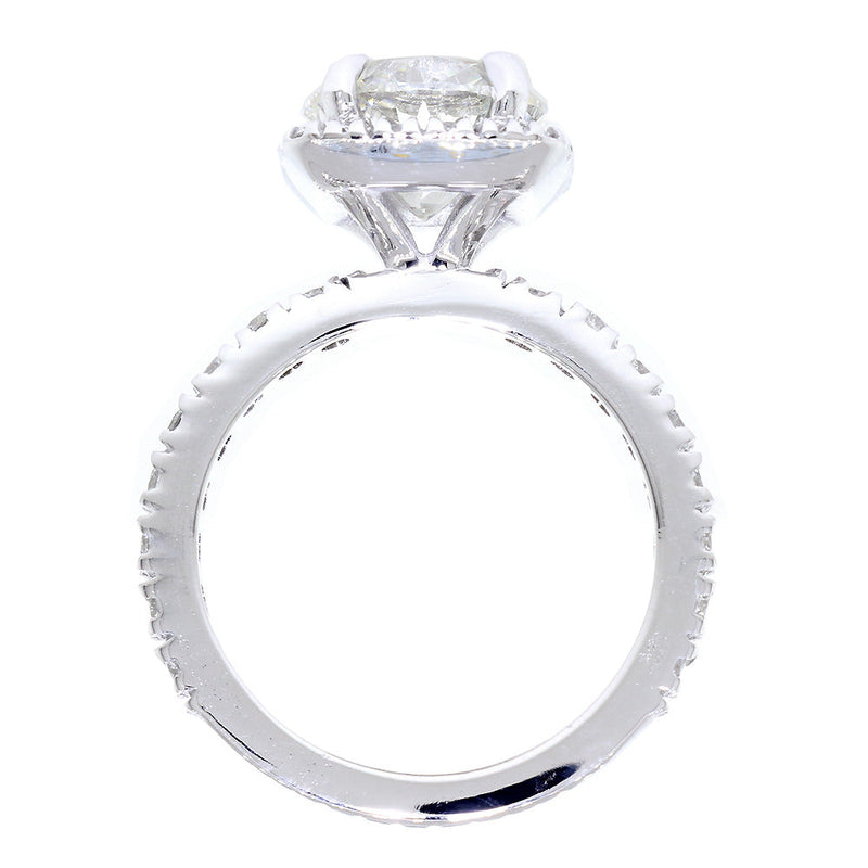 Cushion Halo and 8mm Round Diamond Center Engagement Ring Setting, 0.87CT Total Sides in 14k White Gold