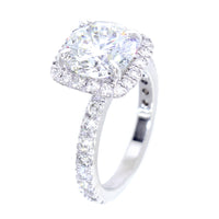 Cushion Halo and 8mm Round Diamond Center Engagement Ring Setting, 0.87CT Total Sides in 14k White Gold