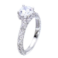 Under Halo Engagement Ring Setting for a 1CT Round Diamond, 0.94CT Total Sides in 14k White Gold