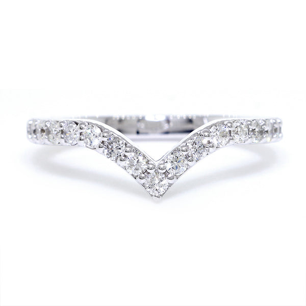 Chevron Design Diamond Band, 0.65CT Total Sides in 14k White Gold