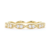 Vintage Style Diamond Millgrain Band, Set Past Halfway, 0.20CT in 14K Yellow Gold