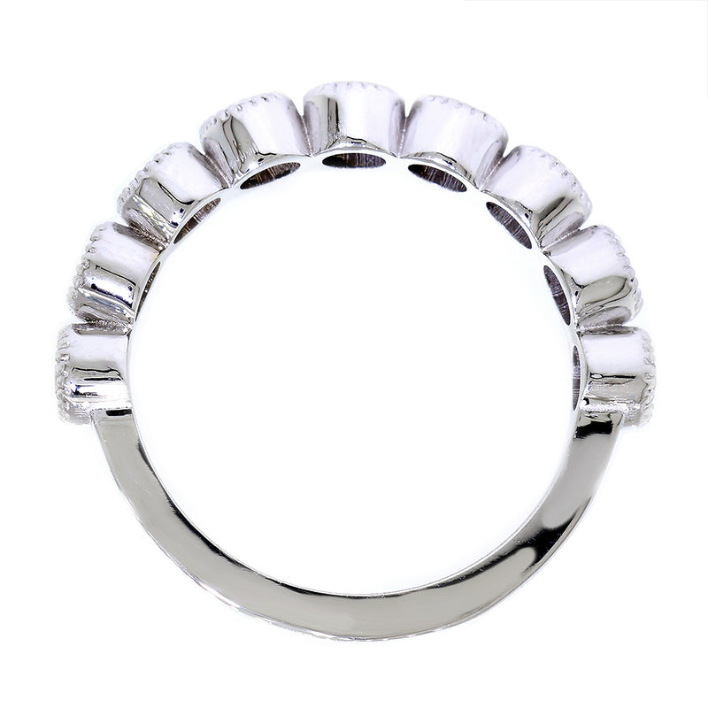 Diamond Band, 9 Rounds in Bezels, 0.90CT Total Diamond Weight in 14k White Gold