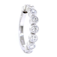 Diamond Band, 9 Rounds in Bezels, 0.90CT Total Diamond Weight in 14k White Gold