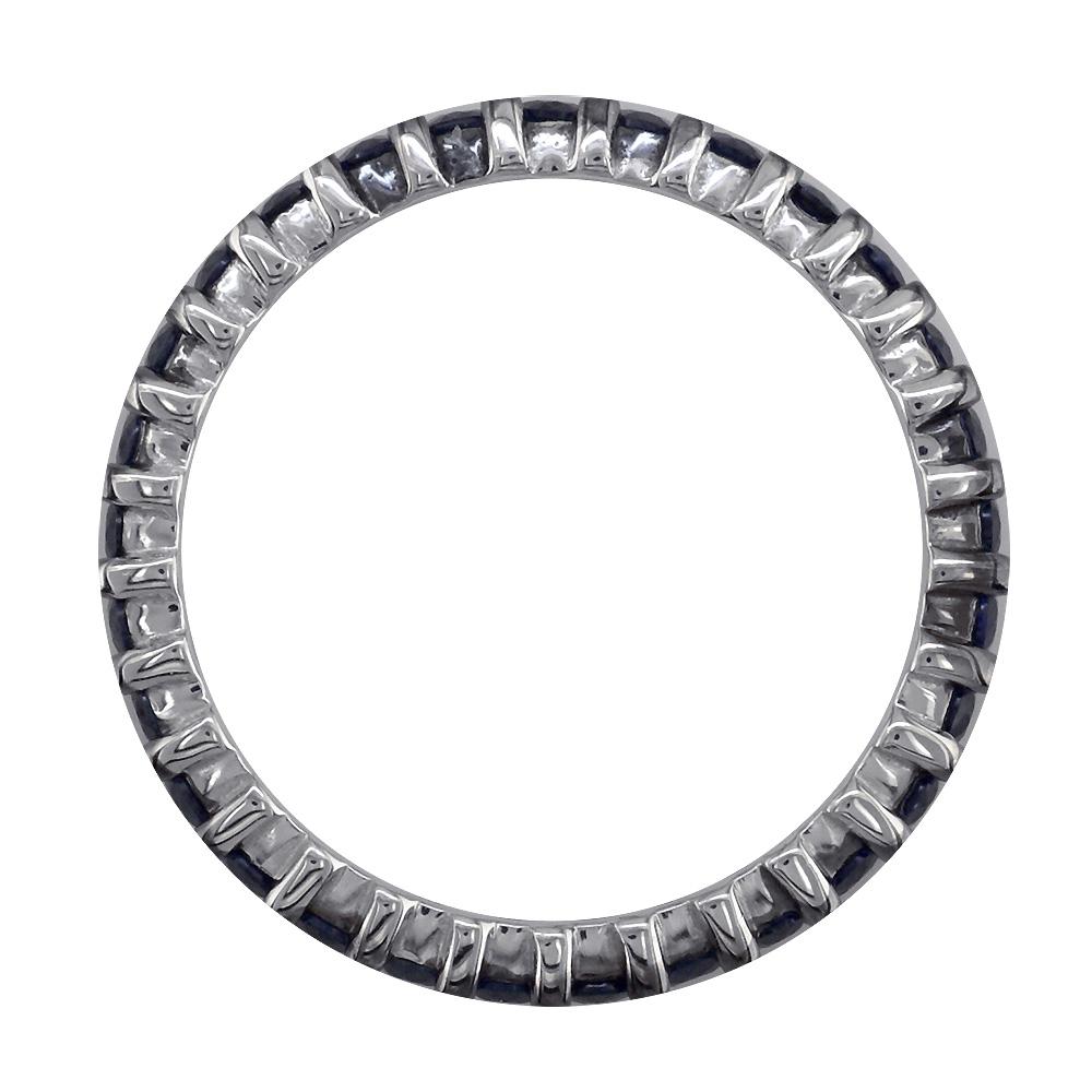 Eternity Band with Round Blue Sapphires and Black, 1.45CT in 14K White Gold
