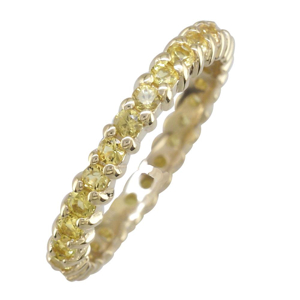 Eternity Band with Round Yellow Sapphires, 1.45CT in 14K Yellow Gold
