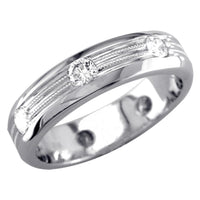 Mens Domed Diamond Band with 2 Rows of Millgrain, 1.00CT in 14k White Gold