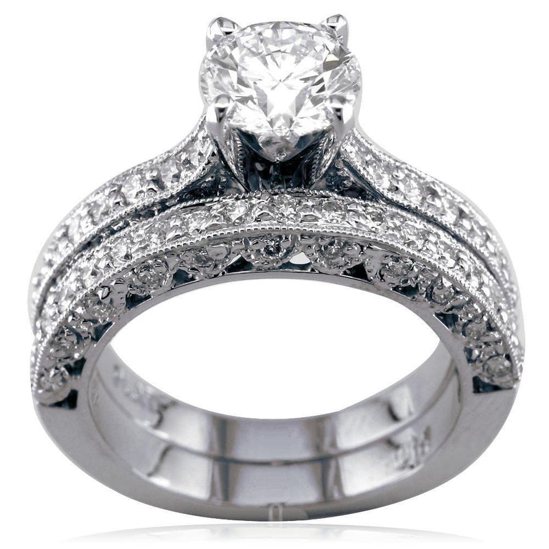 Diamond Engagement Ring Setting, 0.36CT Sides in 14k White Gold
