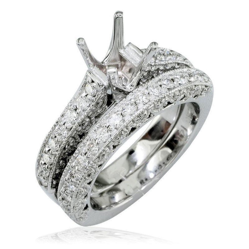 Diamond Engagement Ring Setting, 0.36CT Sides in 14k White Gold