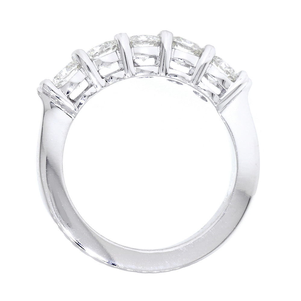GIA Certified Diamond Band, 5 Rounds, 1.30CT in 14k White Gold