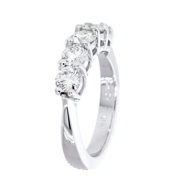 GIA Certified Diamond Band, 5 Rounds, 1.30CT in 14k White Gold