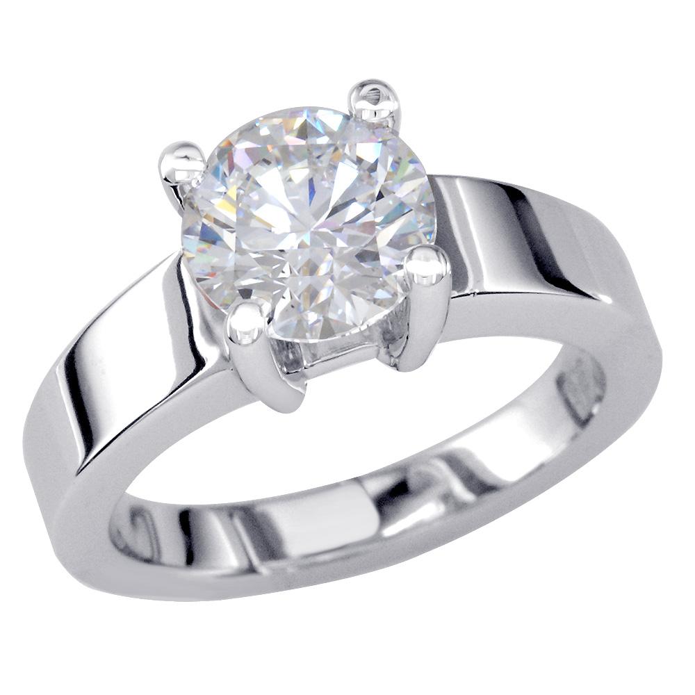 Classic Solitaire Engagement Ring Setting For a Round Diamond in 14K White Gold