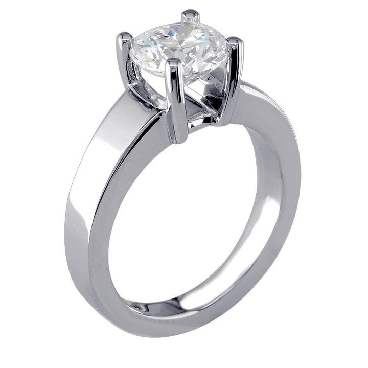 Classic Solitaire Engagement Ring Setting For a Round Diamond in 14K White Gold