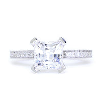 Princess Cut Diamond Engagement Ring Setting in 14K White Gold, 0.25CT Total Sides