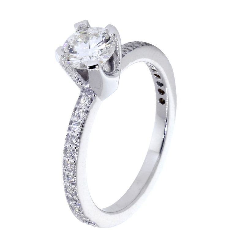 Diamond Engagement Ring Setting in 14K White Gold, 0.25CT Total Sides