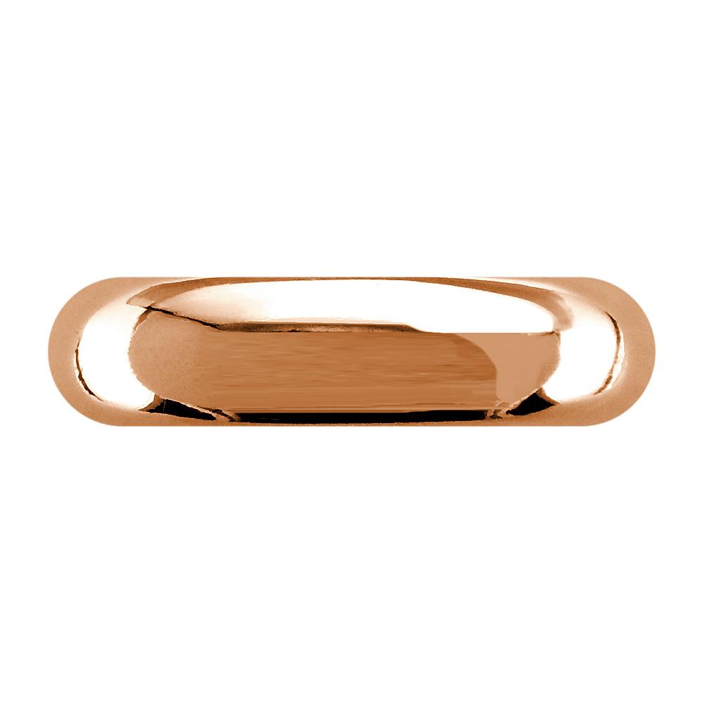 Mens Classic Plain Domed Wedding Band, 5mm Wide in 14K Pink, Rose Gold