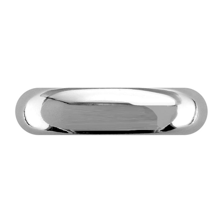 Mens Classic Plain Domed Wedding Band, 5mm Wide in 14K White Gold
