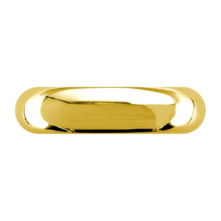 Mens Classic Plain Domed Wedding Band, 5mm Wide in 14K Yellow Gold