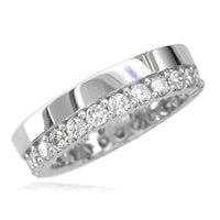 Diamond Eternity Band and Plain Band Ring,1.25CT in 14K White Gold