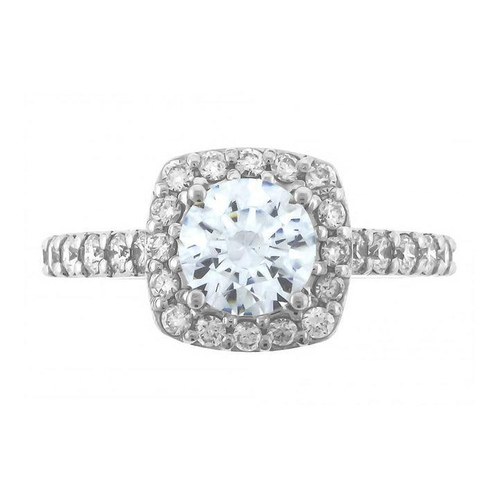 Cushion Halo Round Diamond Engagement Ring Setting in 14K White Gold, 1.00CT Sides