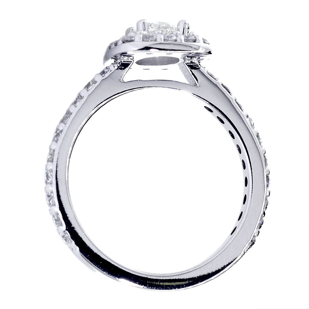 Complete Oval Diamond Halo Engagement Ring in 14k White Gold