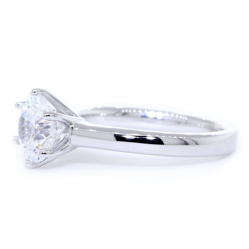 Solitaire Engagement Ring, 6 Prong Crown Setting in 14K White Gold
