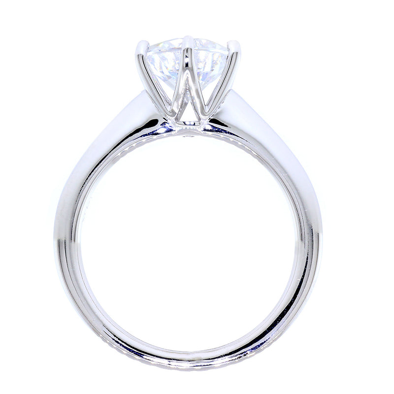 Solitaire Engagement Ring, 6 Prong Crown Setting in 14K White Gold