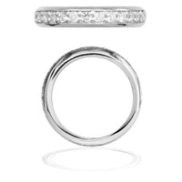 Domed Wedding Band Set with Cubic Zirconias Halfway in Sterling Silver