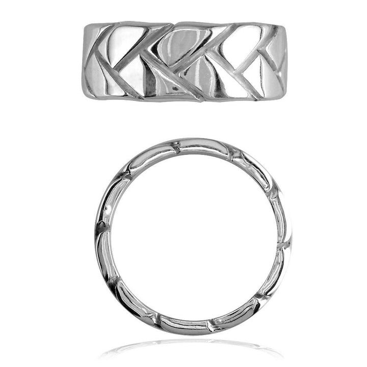 Mens Woven Wedding Band, 9mm in 14k White Gold