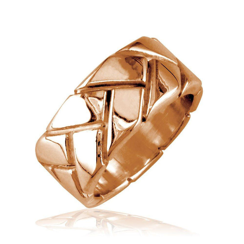 Ladies Woven Wedding Band, 9mm in 14k Pink Gold