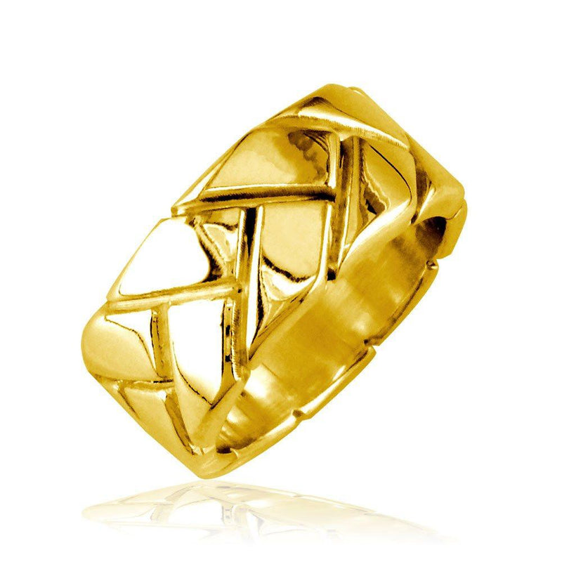Ladies Woven Wedding Band, 9mm in 18k Yellow Gold
