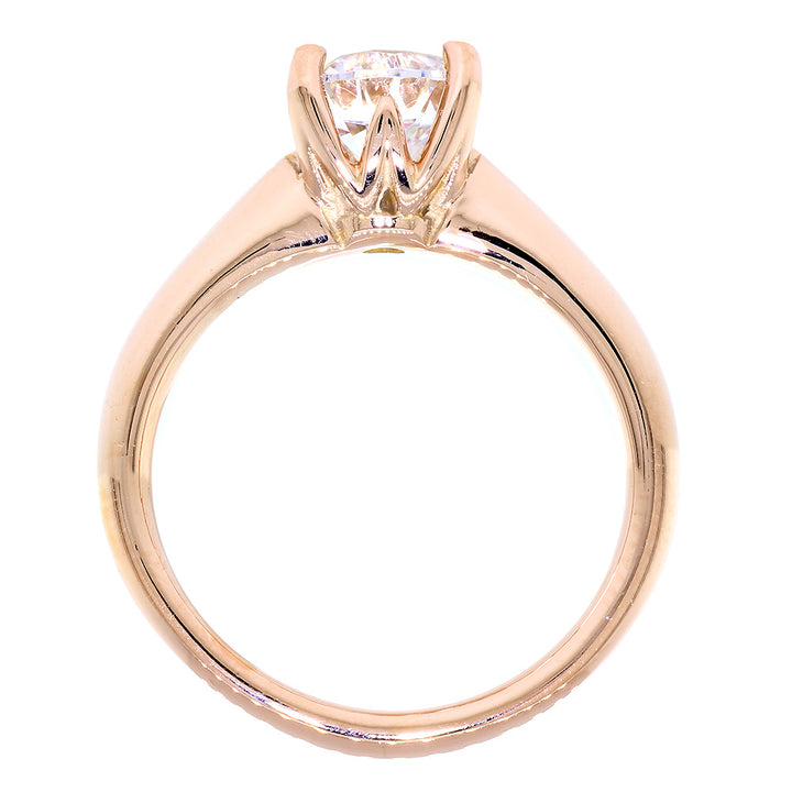 Solitaire Engagement Ring, Crown Setting in 14K Pink, Rose Gold