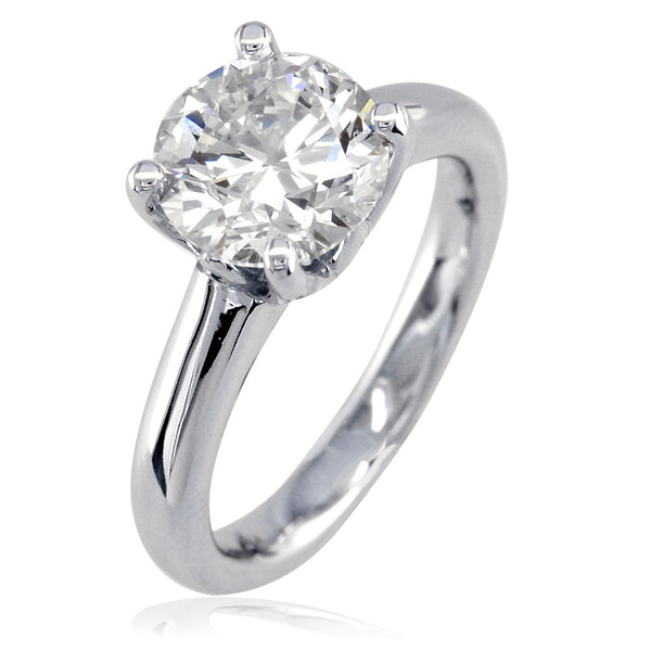 Solitaire Engagement Ring, Crown Setting in 18K White Gold