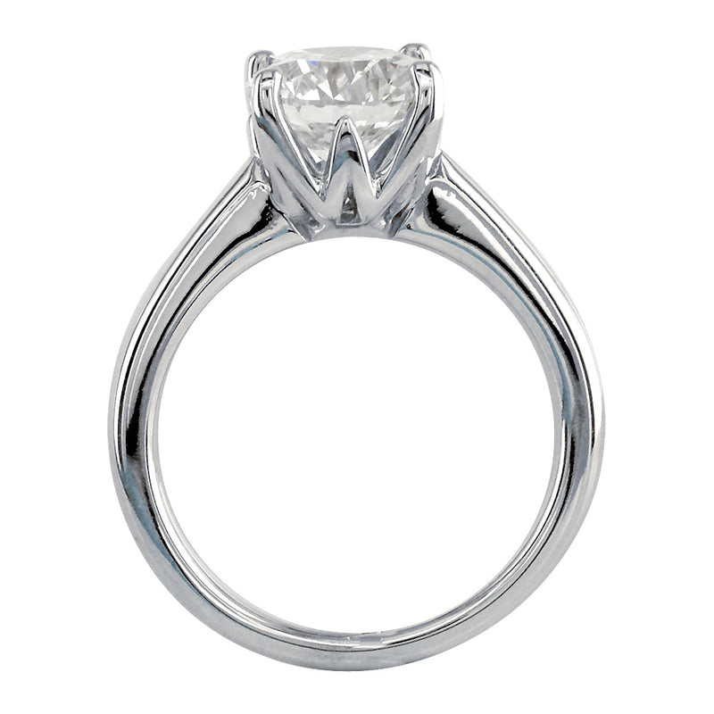 Solitaire Engagement Ring, Crown Setting in 18K White Gold