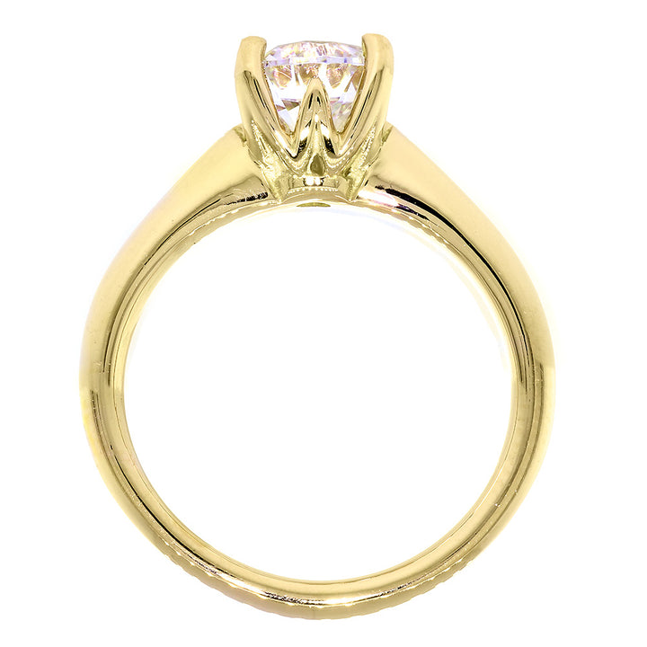Solitaire Engagement Ring, Crown Setting in 14K Yellow Gold