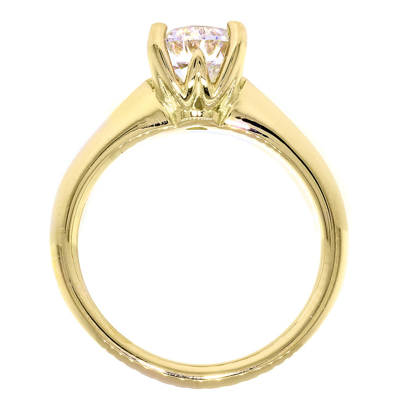 Solitaire Engagement Ring, Crown Setting in 14K Yellow Gold
