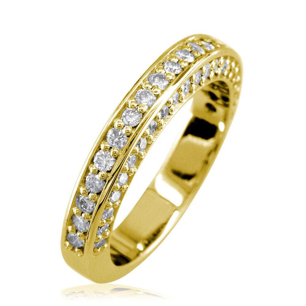 Round Diamonds Wedding Band, 1.15CT, 4mm in 14k Yellow Gold