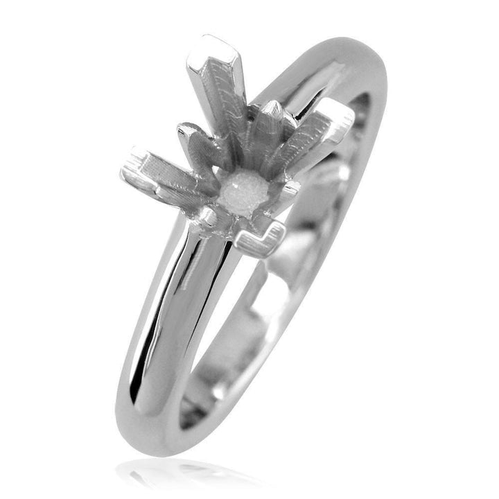 Princess Cut Solitaire Engagement Ring in 14K White Gold, Crown Setting
