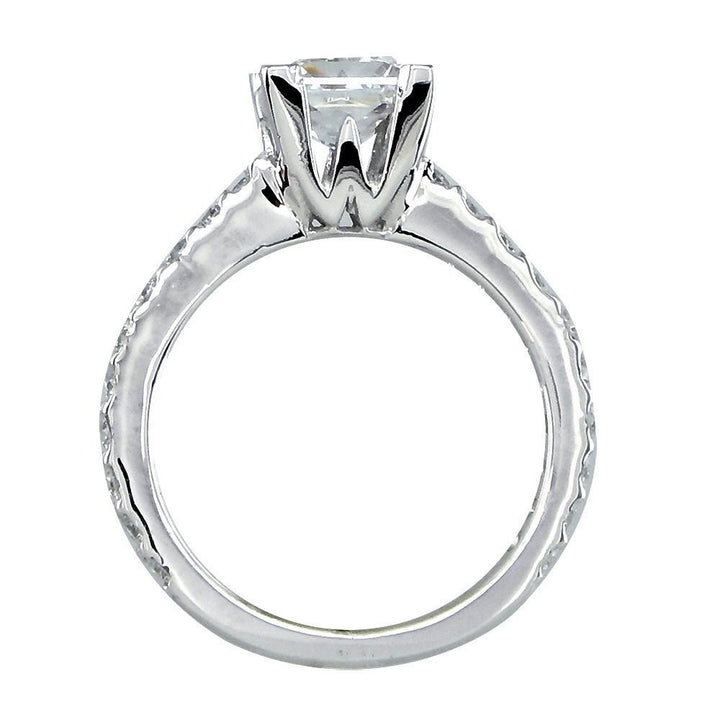 Engagement Ring Setting for a Princess Cut Diamond, 0.40CT Sides in 14k White Gold