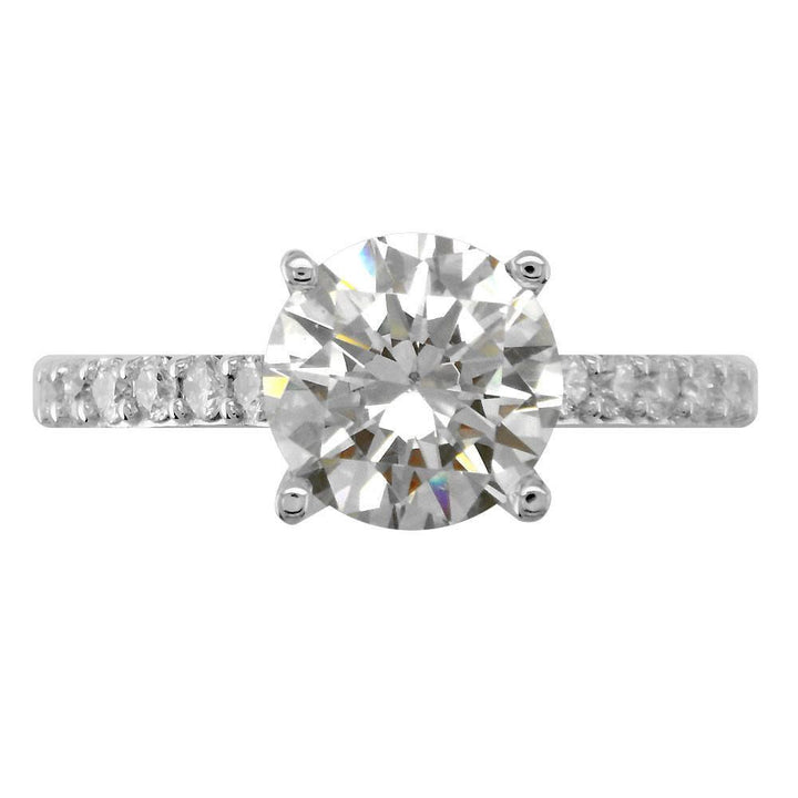 Engagement Ring Setting for a Round Diamond, 0.65CT Total Sides in 14K White Gold
