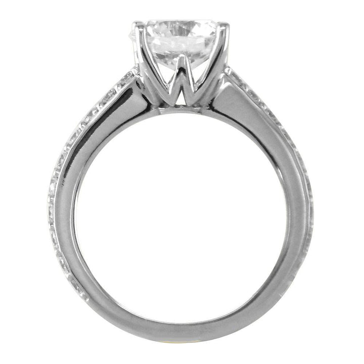 Engagement Ring Setting for a Round Diamond, 0.65CT Total Sides in 14K White Gold