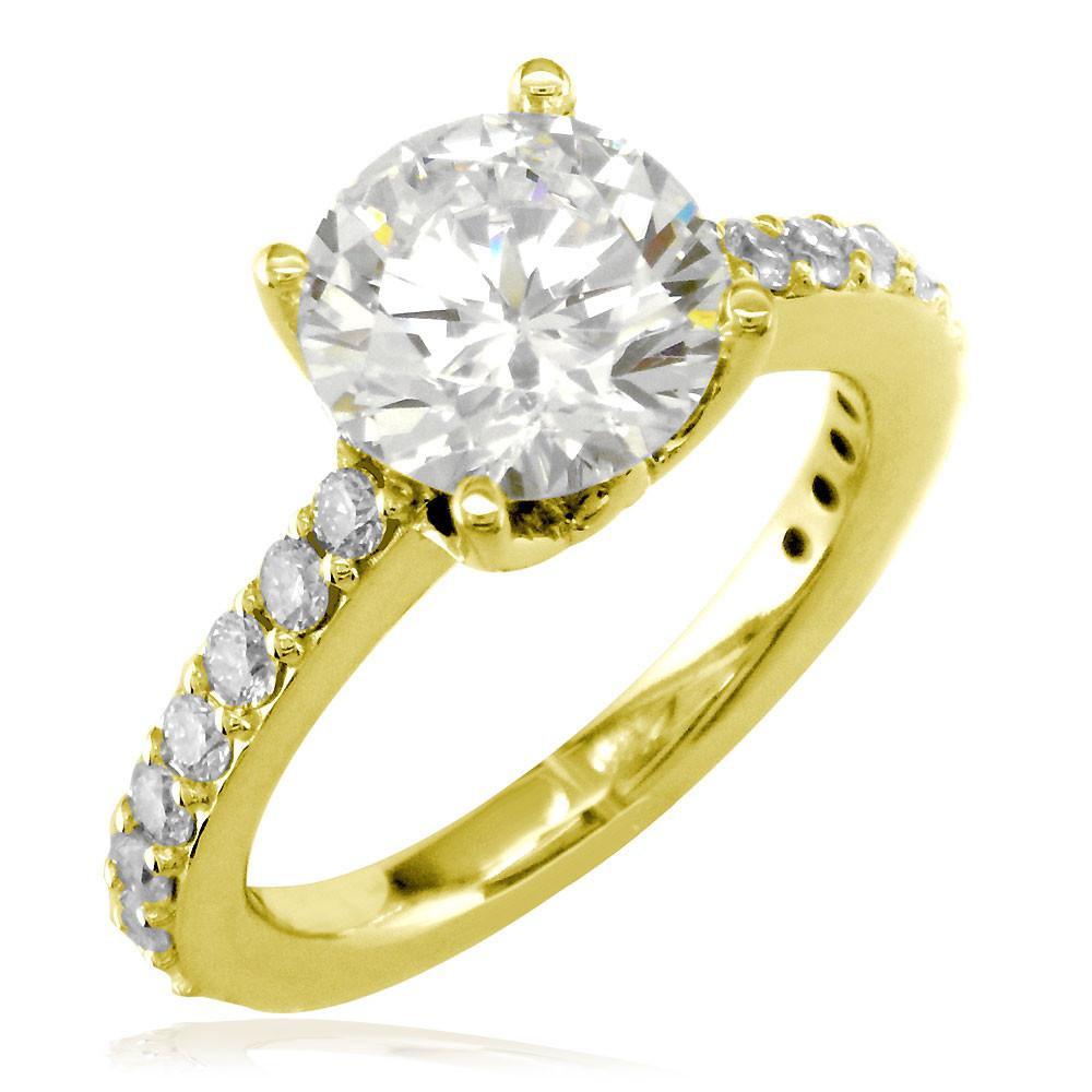 Engagement Ring Setting for a Round Diamond, 0.65CT Total Sides in 14K Yellow Gold