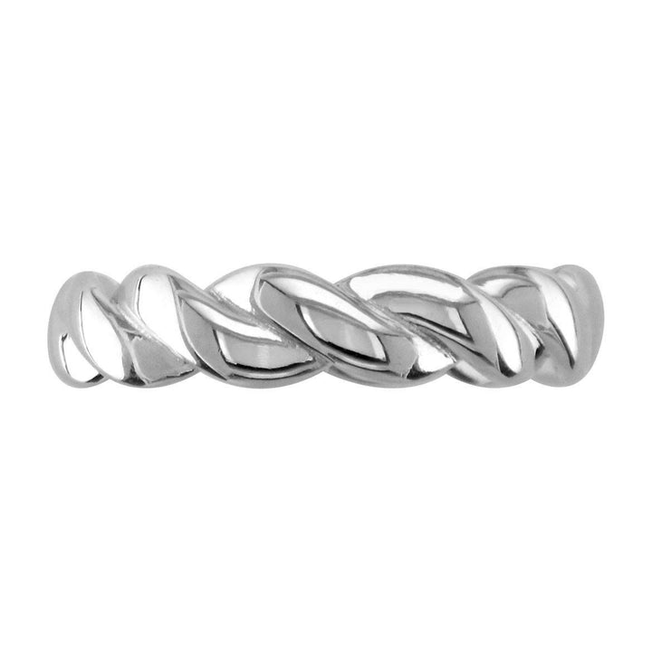 Mens or Ladies Rope Ring Wedding Band, 5mm Wide in 14k White Gold