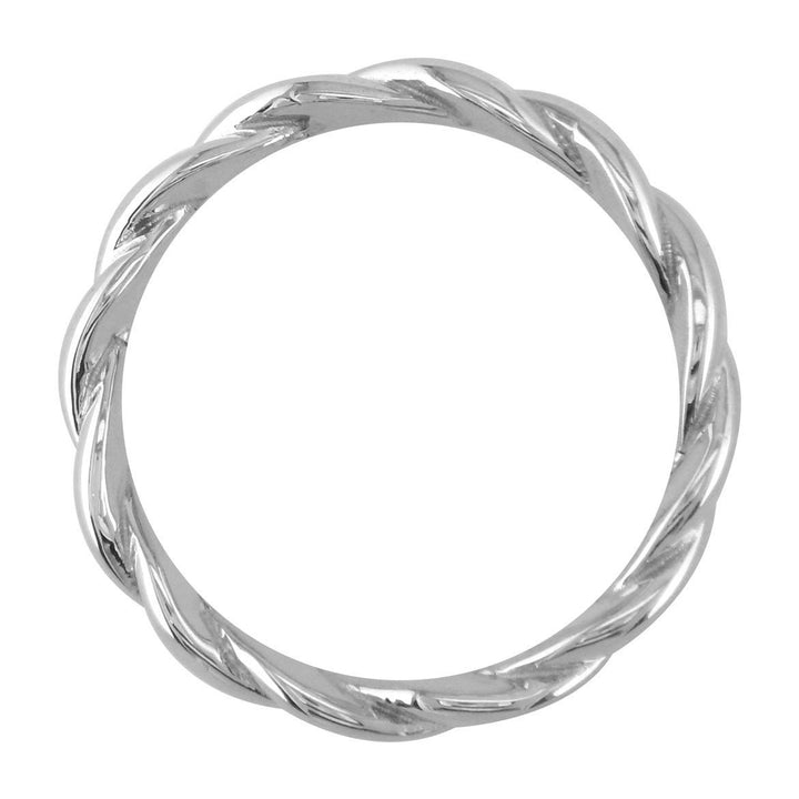 Mens or Ladies Rope Ring Wedding Band, 5mm Wide in 14k White Gold