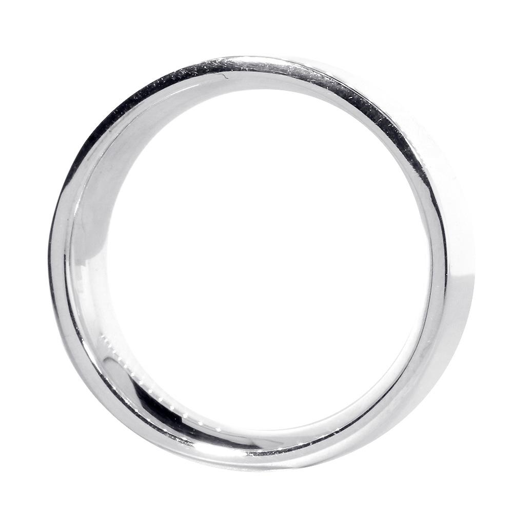 Mens Classic Plain Flat Wedding Band, 6.5mm Wide in 14K White Gold