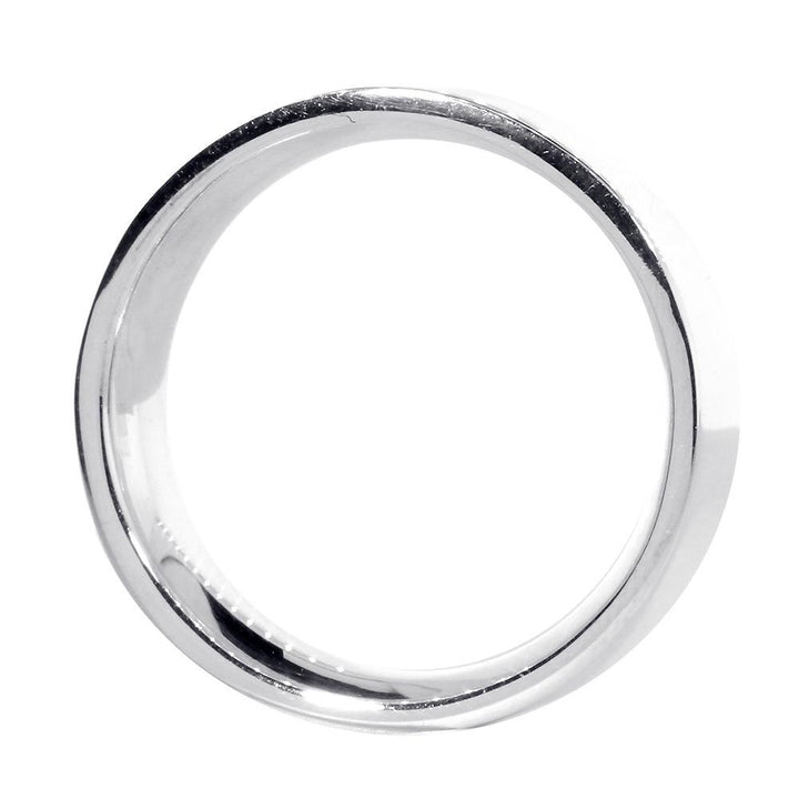 Mens Classic Plain Flat Wedding Band, 6.5mm Wide in 14K White Gold