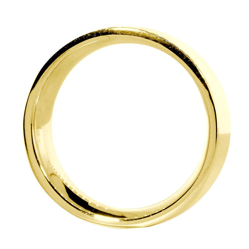 Mens Classic Plain Flat Wedding Band, 6.5mm Wide in 14K Yellow Gold