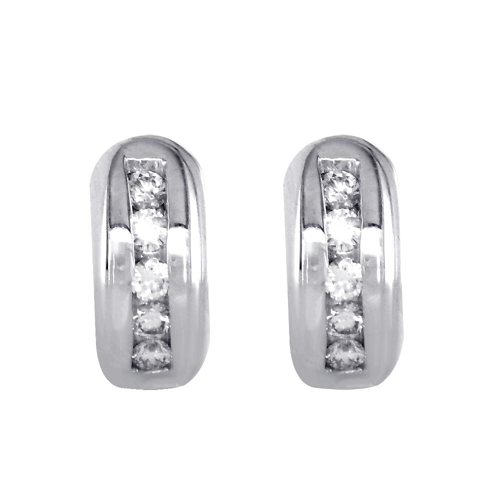 Diamond Huggie Earrings, 0.30CT in 14k White Gold