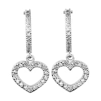 Open Diamond Heart Earrings and Hoops, 0.36CT in 14K White Gold