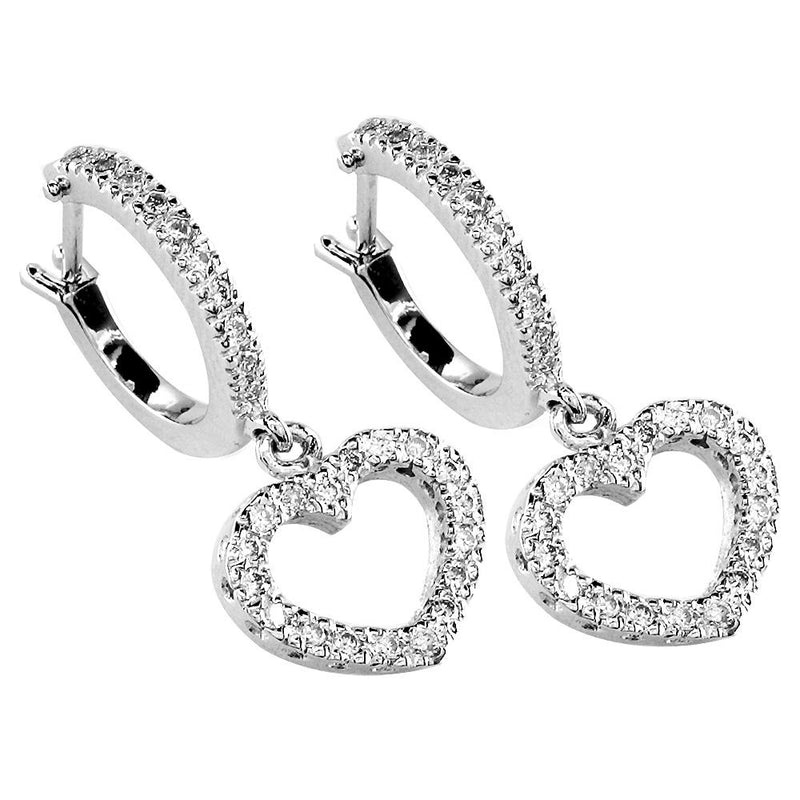 Open Diamond Heart Earrings and Hoops, 0.36CT in 14K White Gold